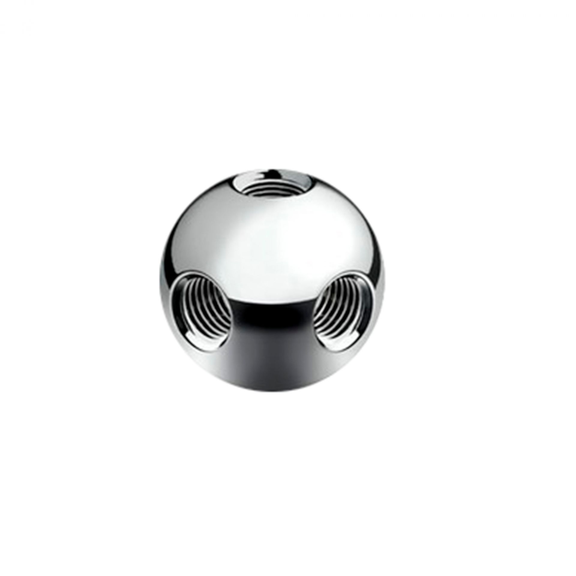 USM Haller Kugel als Ersatzteil, verchromt, mit fünf Anschlussmöglichkeiten für Möbelbausysteme.